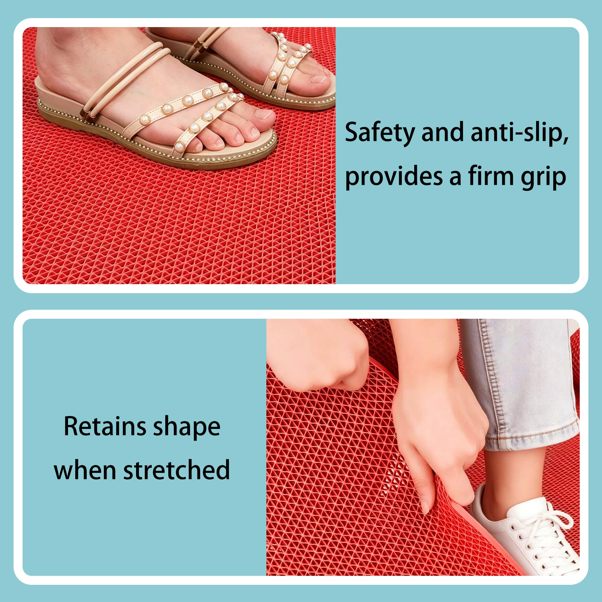 Tappetino Antiscivolo Drenante in PVC 105 x 140 cm con Drenaggio Tappeto Anti Slip Antimuffa per Piscina, Bar, Patio, Balcone, Bagno, Garage, Area Umida, Rosso