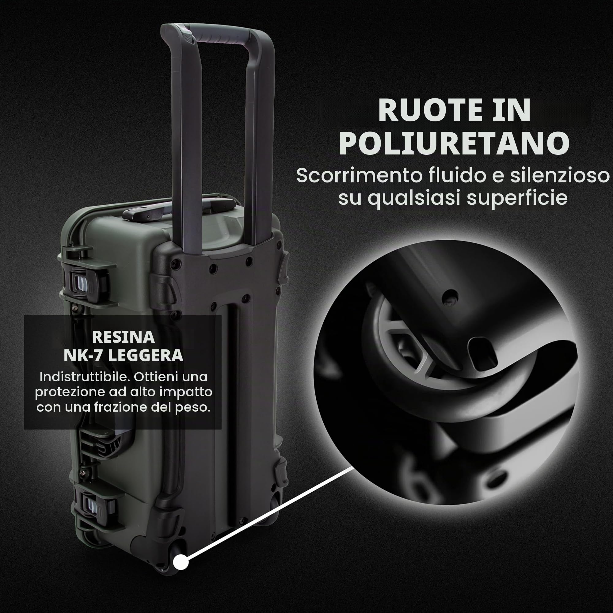 NANUK 935 - Valigia rigida e impermeabile per fotocamera, con divisori imbottiti (25,1 cm x 40,9 x 25,7 cm) (Verde Oliva)