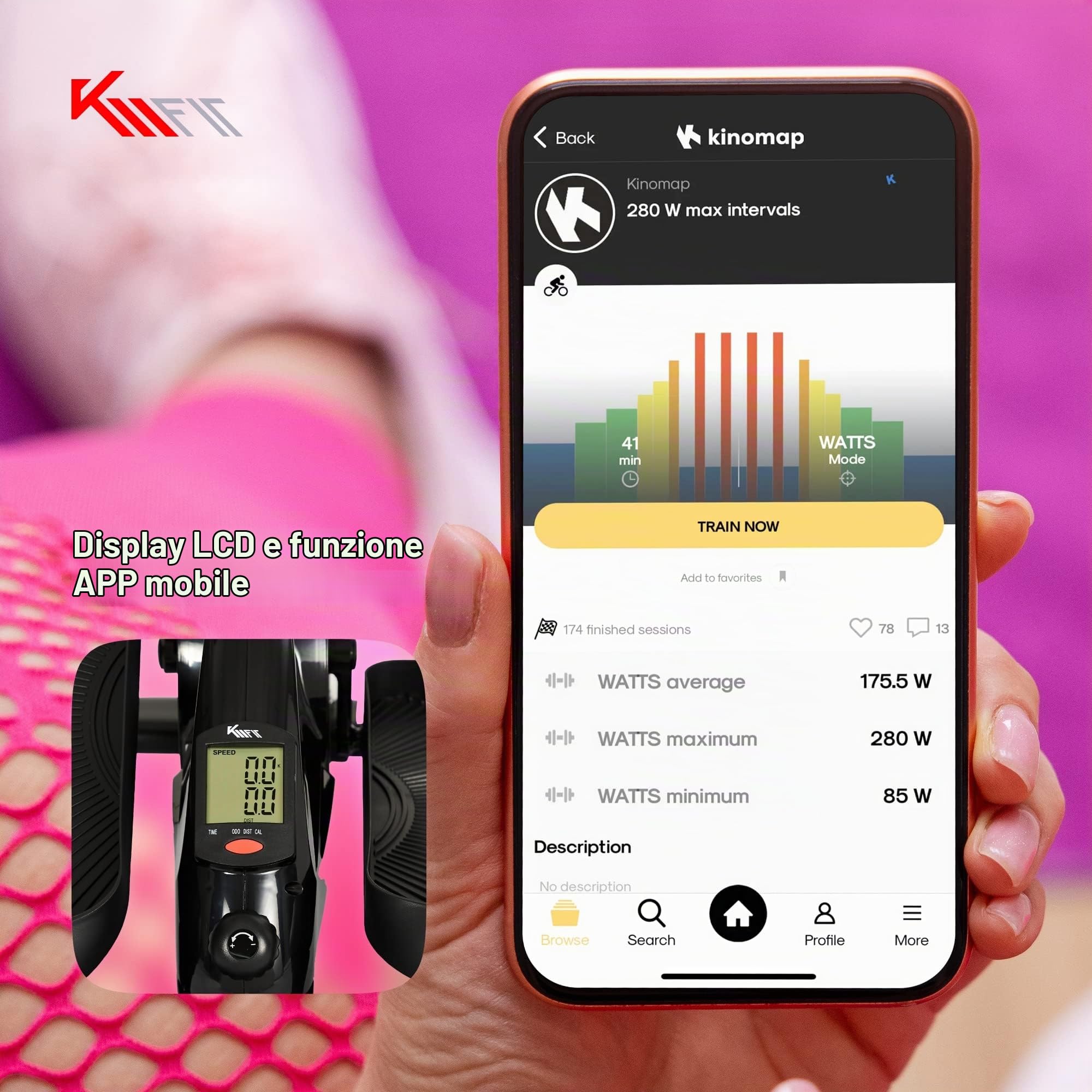 KM Fit Leg Trainer con display LCD e APP | Cyclette | Mini Elliptical Trainer | Crosstrainer per casa e ufficio | Resistenza magnetica regolabile in continuo | Fino a 100 kg | Sistema SilentBelt