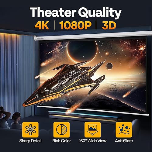 Miniatura 3 de VIVOHOME Pantalla de proyector motorizada con control remoto, pantalla de proyección eléctrica automática de 169 de 100 pulgadas, pantalla de