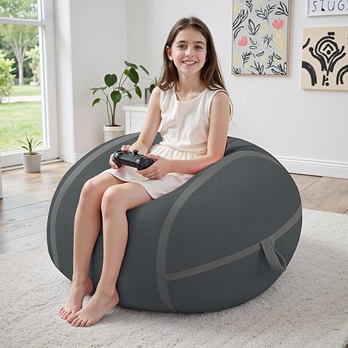 Miniatura 334 de HABUTWAY Puf gigante de 2 pies para adultos, con relleno de espuma viscoelástica, puf grande con funda de terciopelo holandés extraíble para sala de