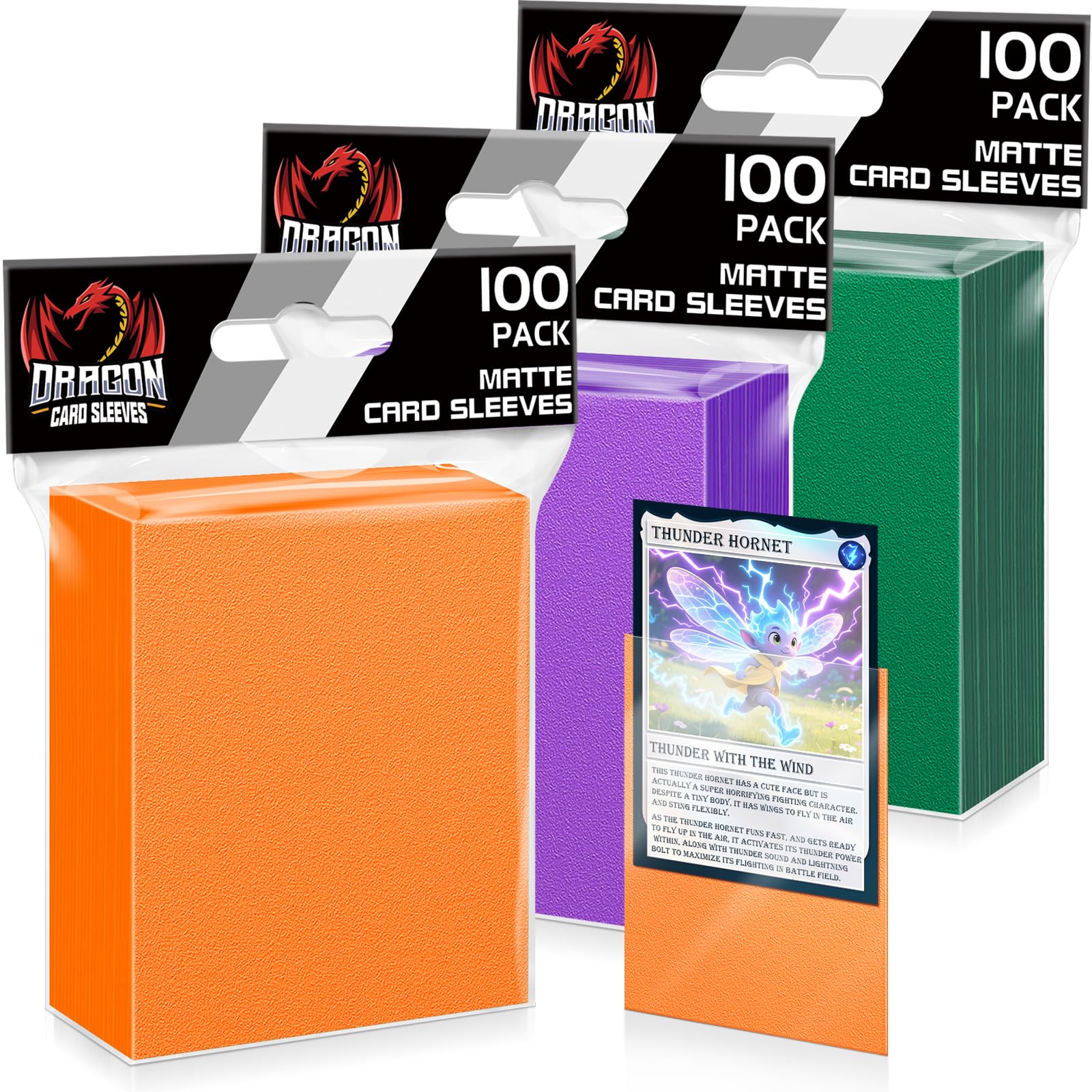 300ct Matte Trading Card Sleeves, Card Holder Standard Size Soft Plastic Penny Sleeves for MTG, TCG, Game Cards Sports Cards