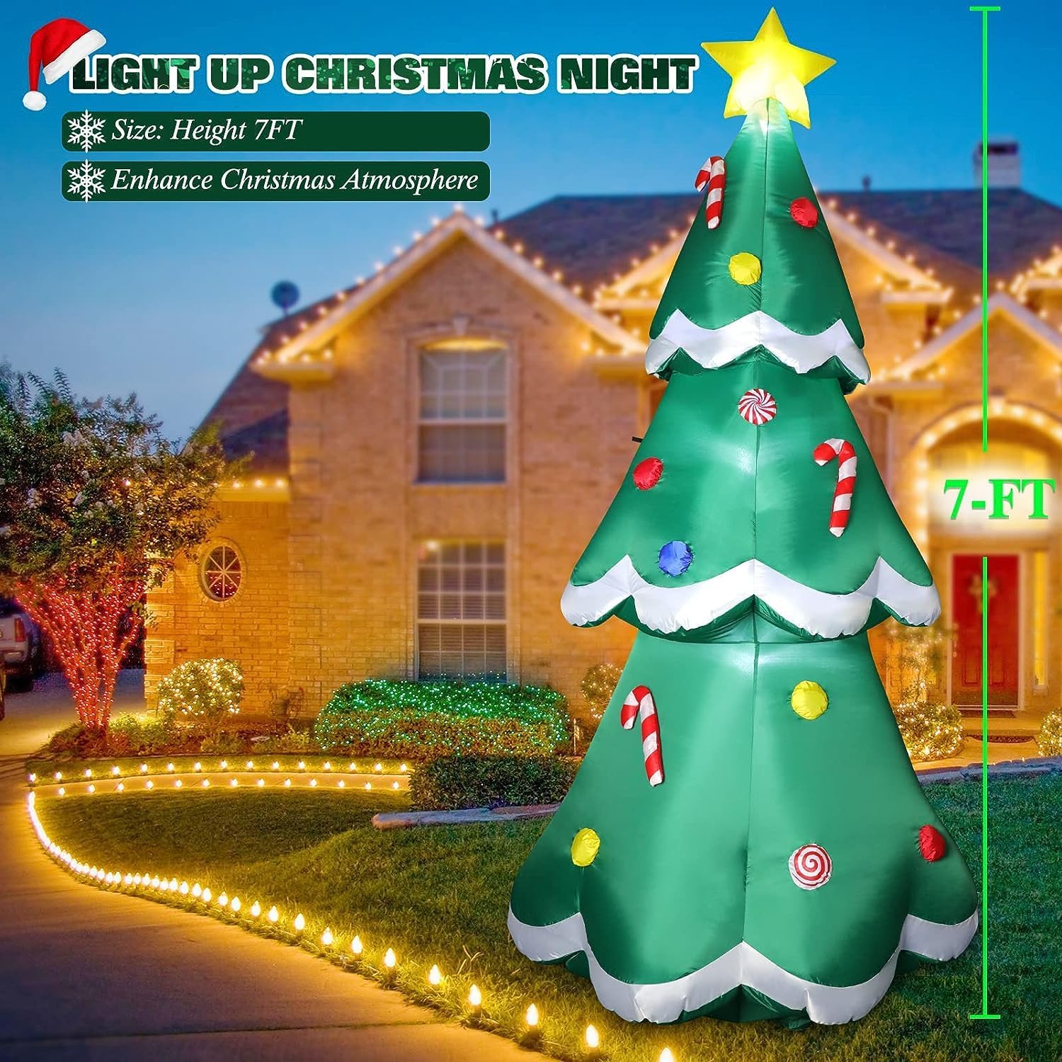 Decorazione Natalizia Gonfiabile 2,4 M – Uomo Di Pan Di Zenzero Con Luci LED, IP44 Impermeabile Per Esterni