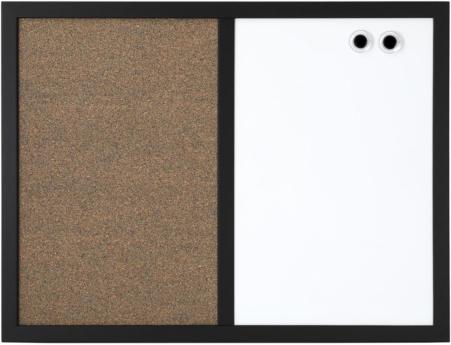 Realspace™ Magnetic Dry-Erase Whiteboard/Cork Bulletin Board, 24'' x 36", Black Frame