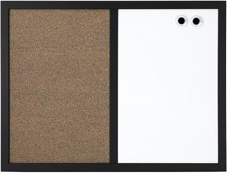 RealspaceTM Magnetic Dry-Erase Whiteboard/Cork Bulletin Board, 24 x 36", Black Frame