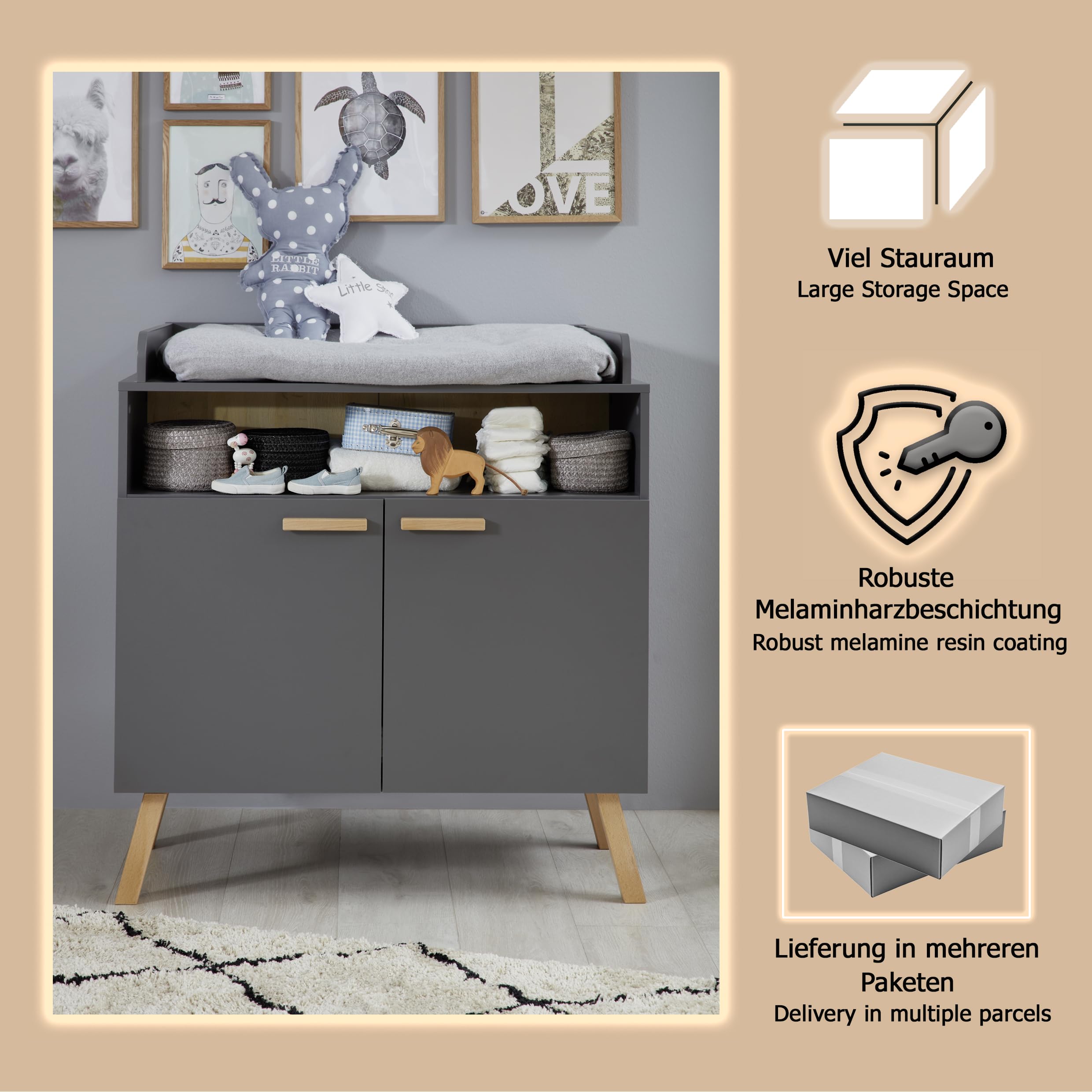 trendteam smart living Cómoda Cambiador, 96 x 105 x 78 cm