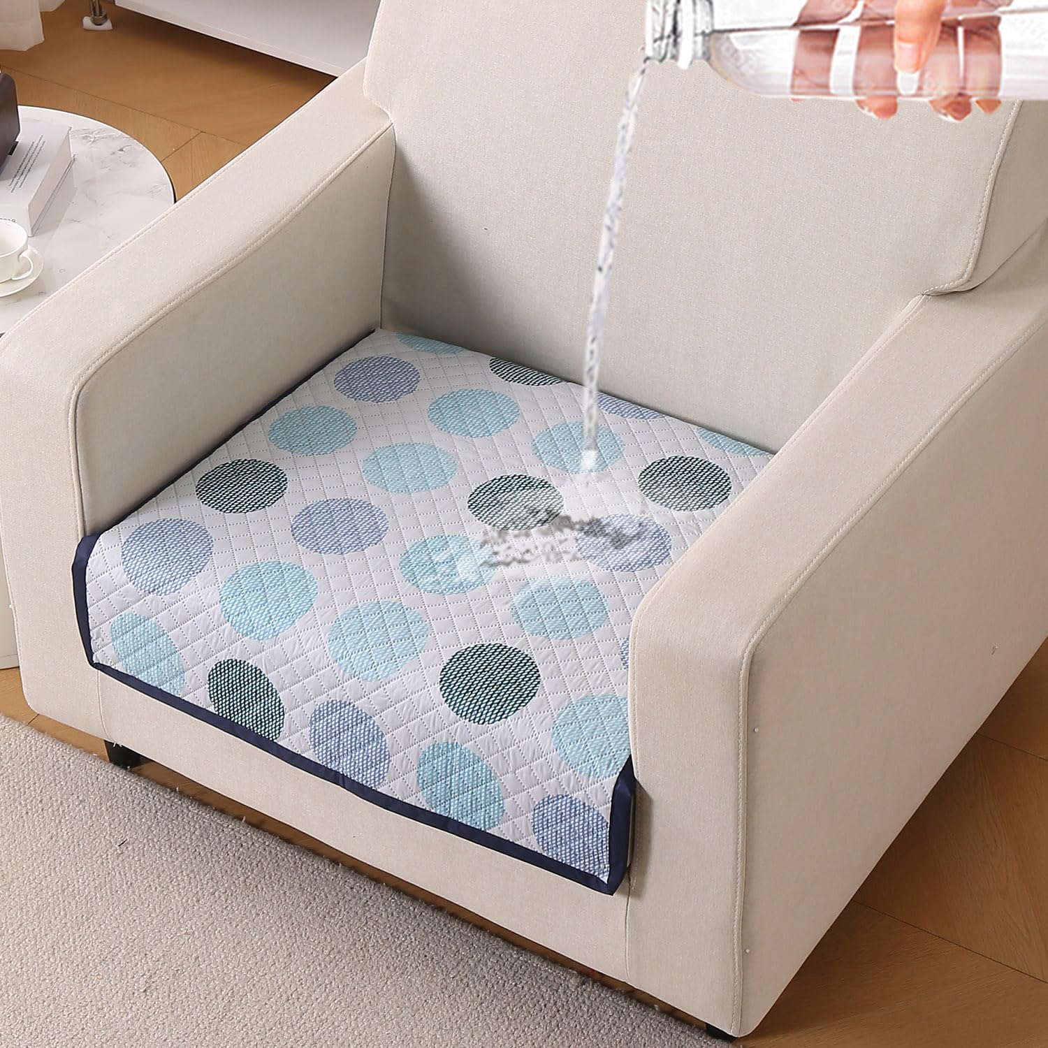 Beige Peony Sofa Cover - L Shape 5 Seater -23