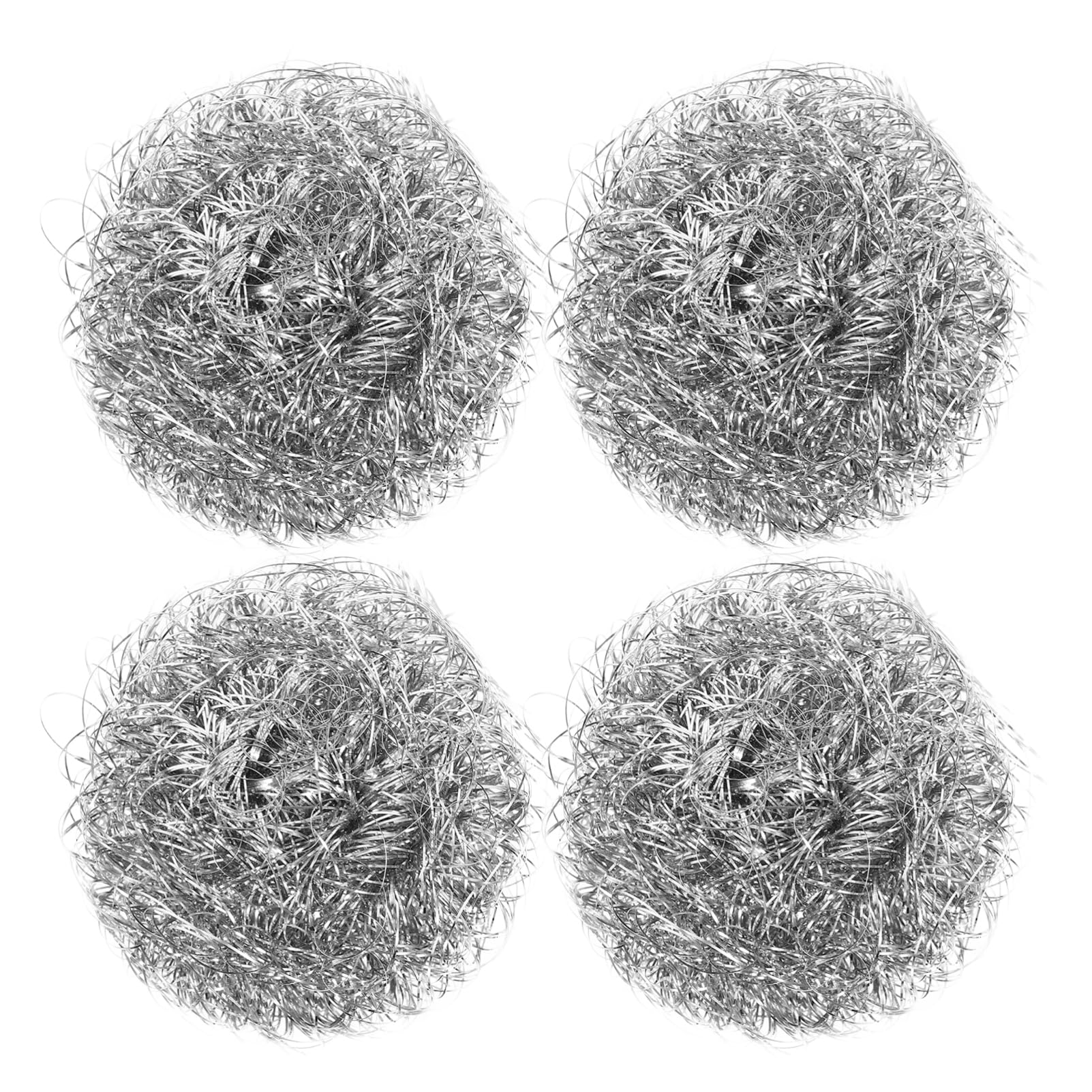 Unomor 4pcs Steel Wool Scrubbers Stainless Steel Scourers Kitchen Spiral Scrubbers Dish Cleaning Reusable Sponge