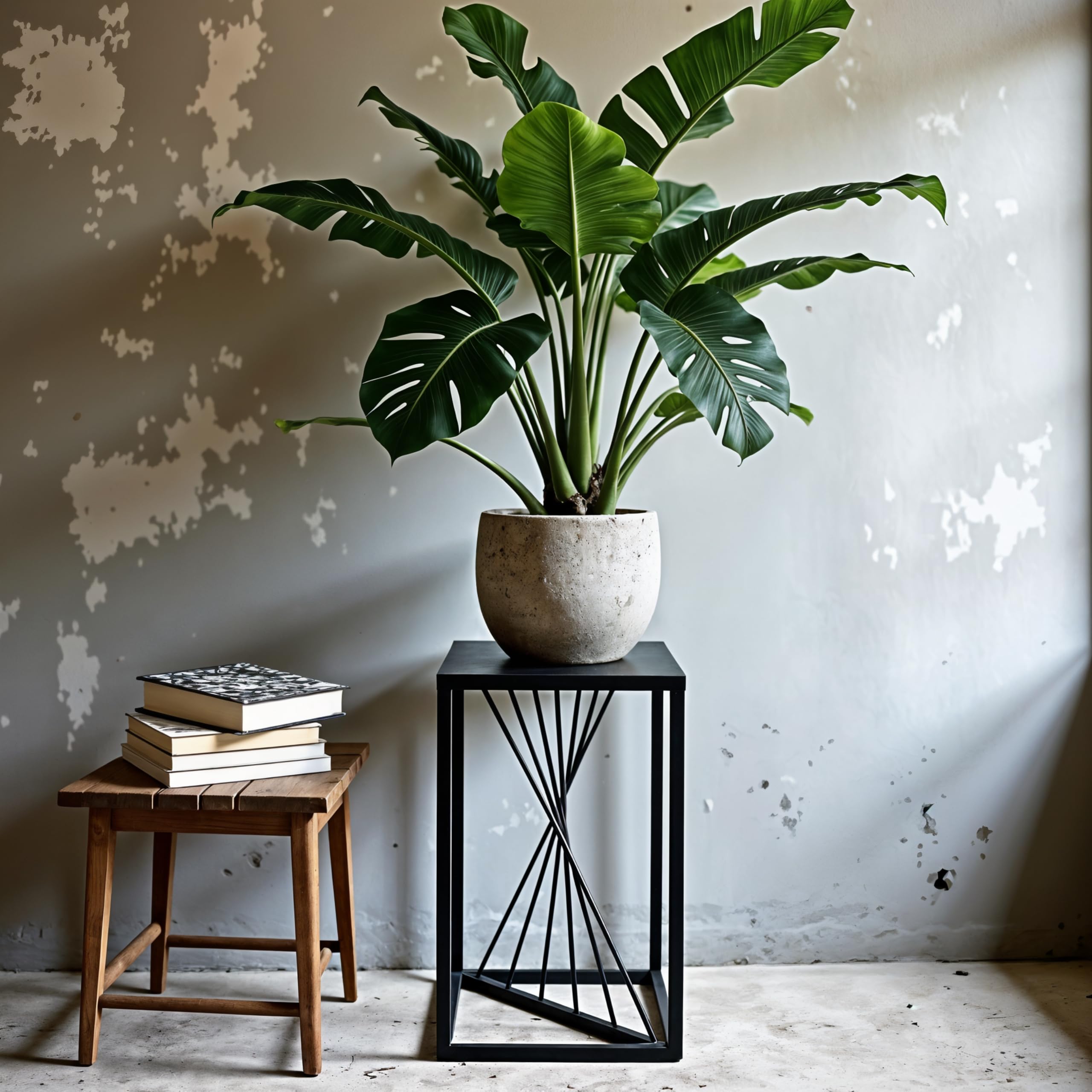 Étagère Murale Pour Plantes En Métal - Support Suspendu Design Moderne, Noir/blanc/doré, 18x21x50 Cm