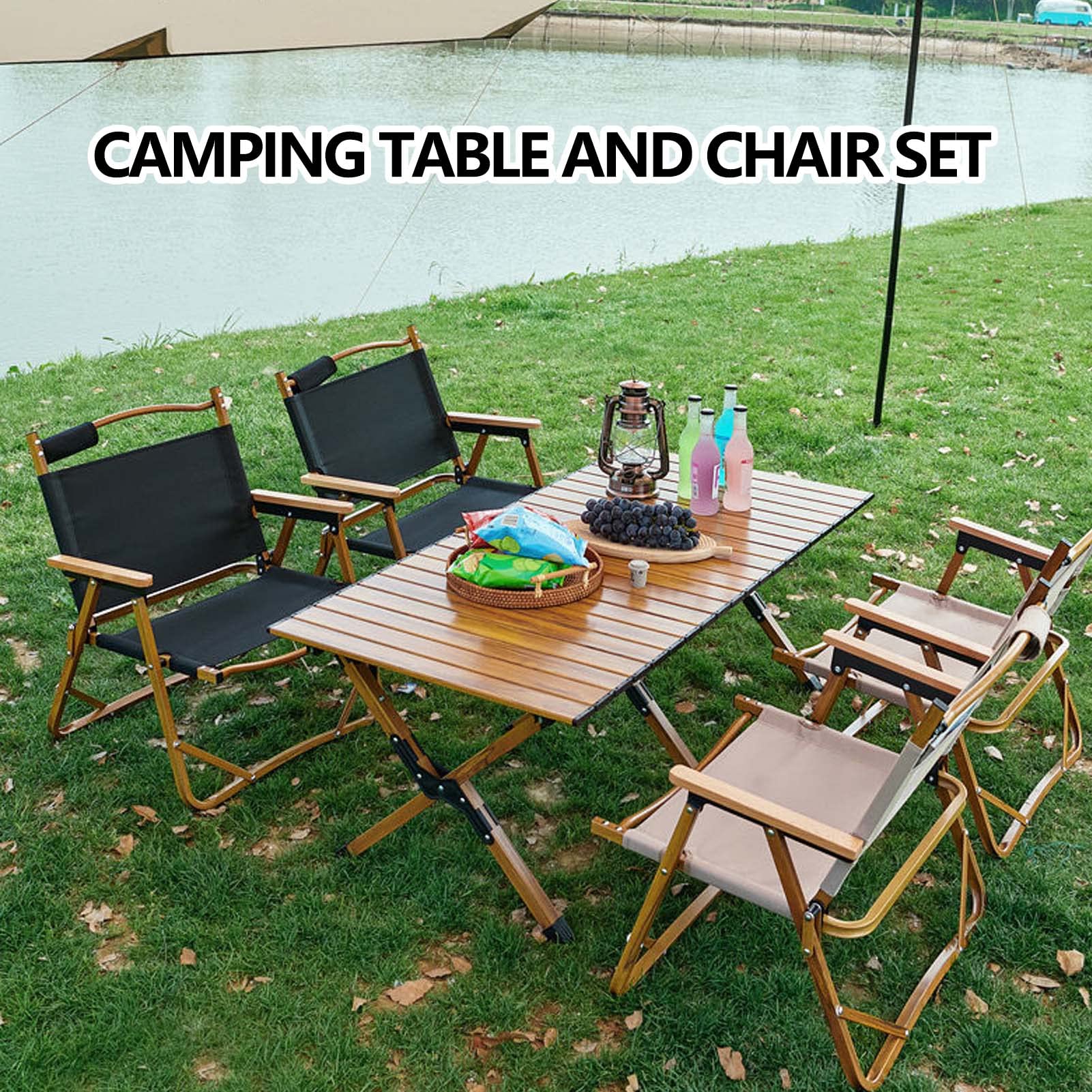 Stoły kempingowe, które się składają, lekkie z krzesłami, składany stół na kemping na zewnątrz, mocny niedźwiedź, składany aluminiowy stół i krzesło, zestaw do wędrówek, wędrówek z plecakiem, piknik na świeżym powietrzu