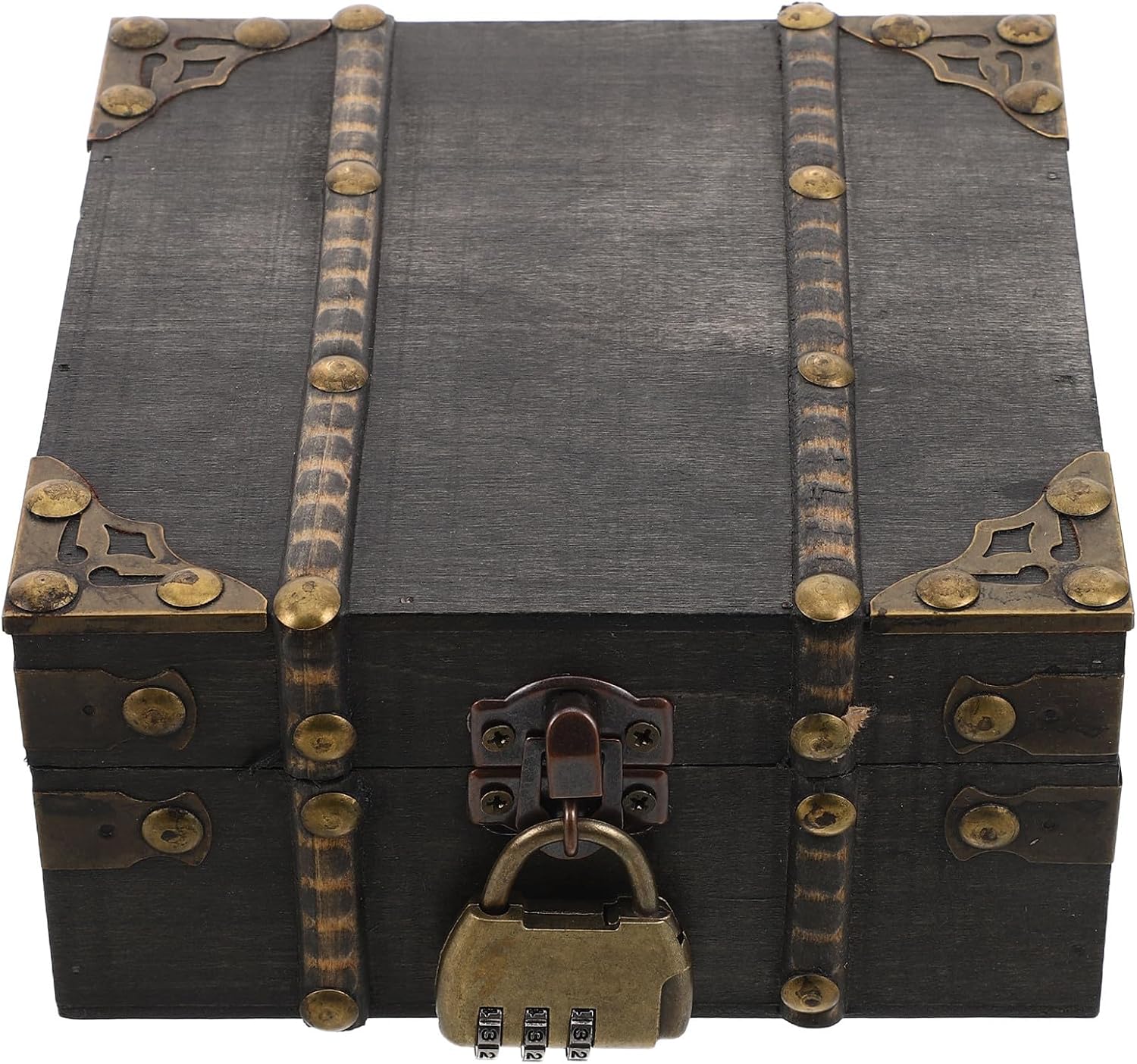 Vintage Jewelry Treasure Chest Box with Combination Lock for Bracelets