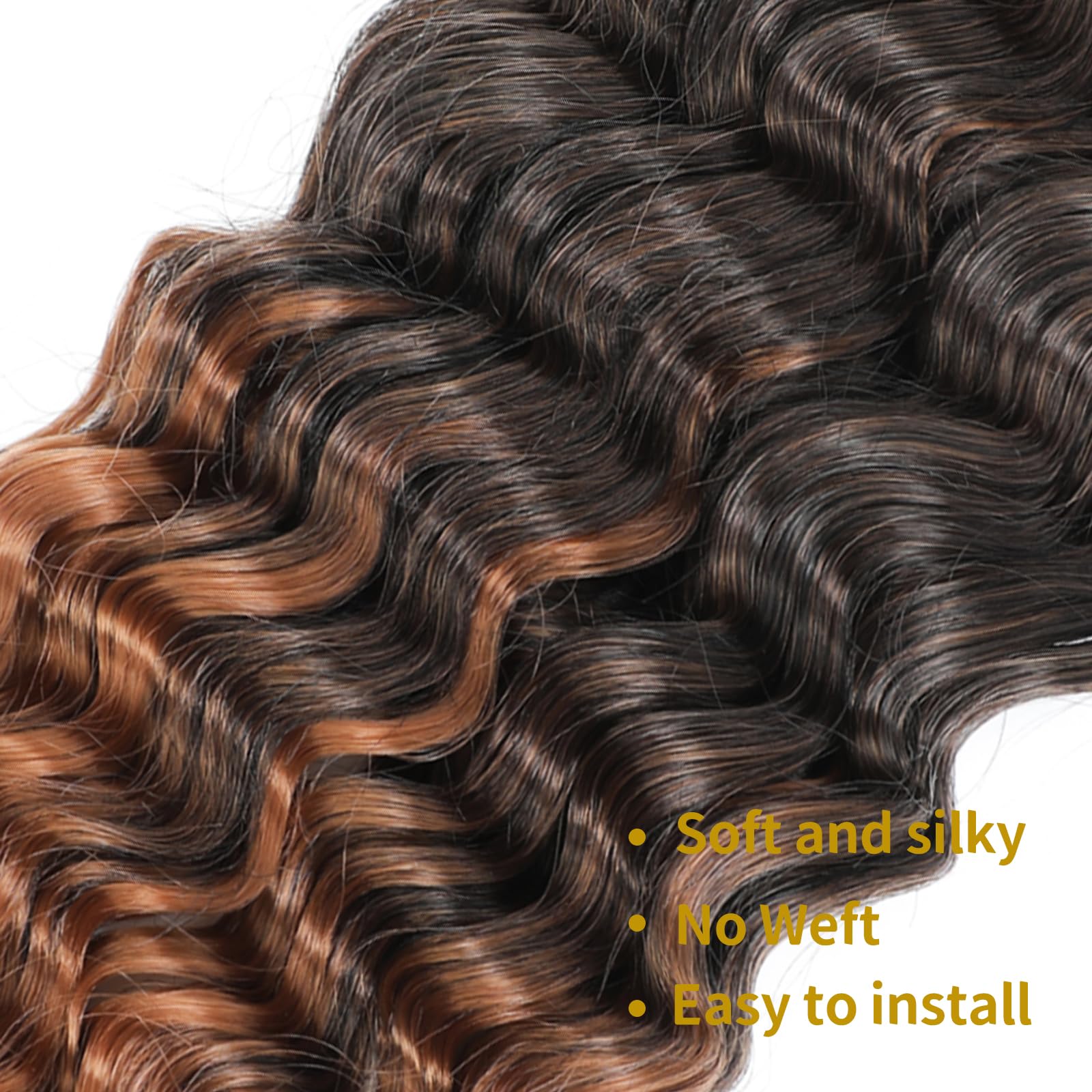 LPARMJIT Deep Wave Bulk hair for Braiding 18 inch 2 Bundles/Pack No Weft for Braiding Wavy Synthetic Braiding Hair Extensions for Boho Braids (T30 - Image 4