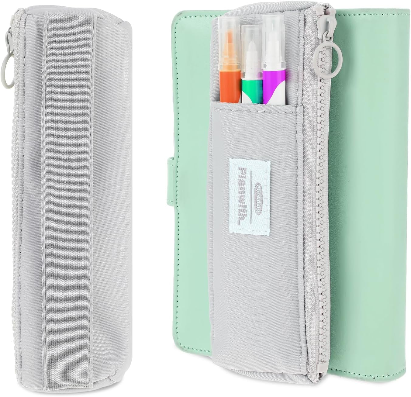Elastic Pen Holder for Notebook, Zipper Notebook Pencil Pouch Small Pencil Holder Pouch with Adjustable Elastic Band Slim Pencils Bag Journal Pen Holders for Office Home Stationary Supplies