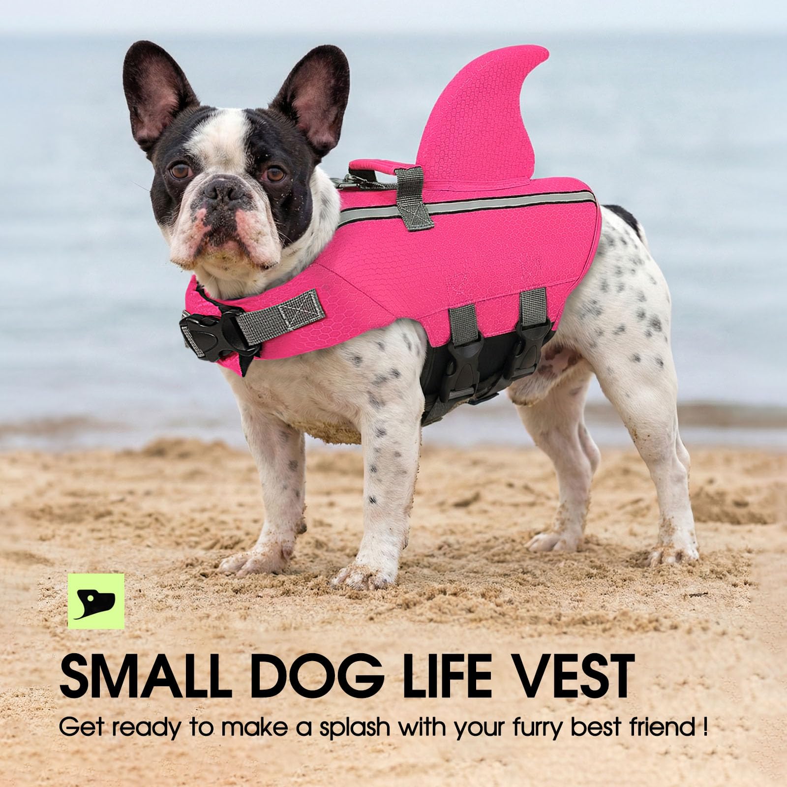 SUNFURA Gilet de sauvetage pour chien taille XS, gilet de sauvetage pour chiens avec bandes réfléchissantes, gilet de sécurité pour animaux de compagnie pour la natation, le bateau, le bouledogue