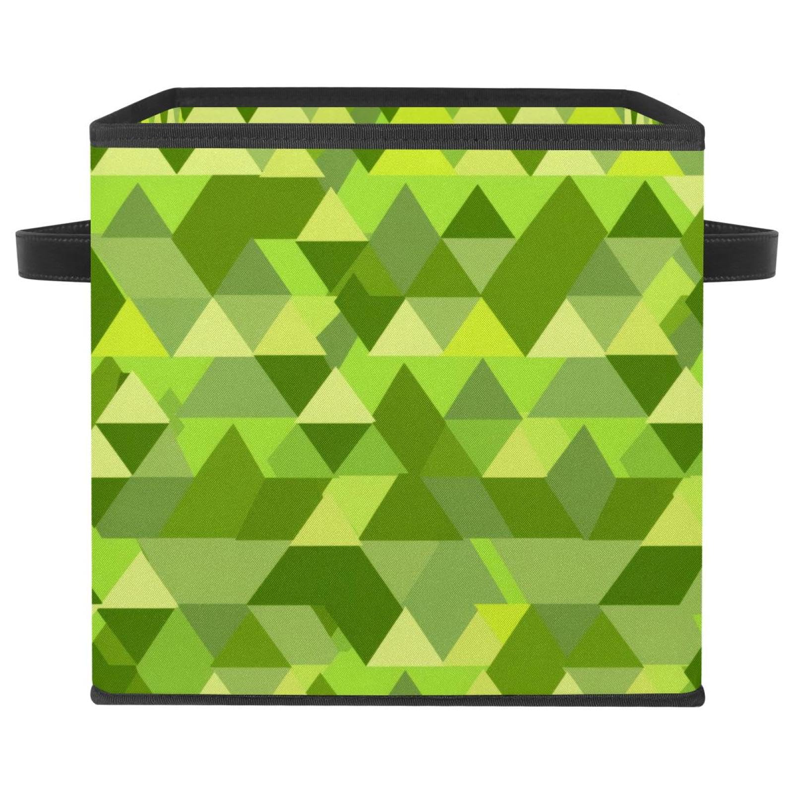 Cesta de almacenamiento para estantes y organizador de armario con diseño geométrico verde