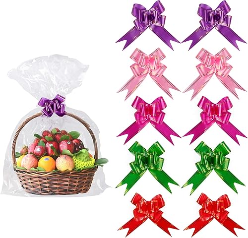 Kolewo4ever Paquete de 20 bolsas de cesta de San Valentín de 30 x 44 pulgadas, juego de 10 bolsas de embalaje, envoltura de celofán de San Valentín,