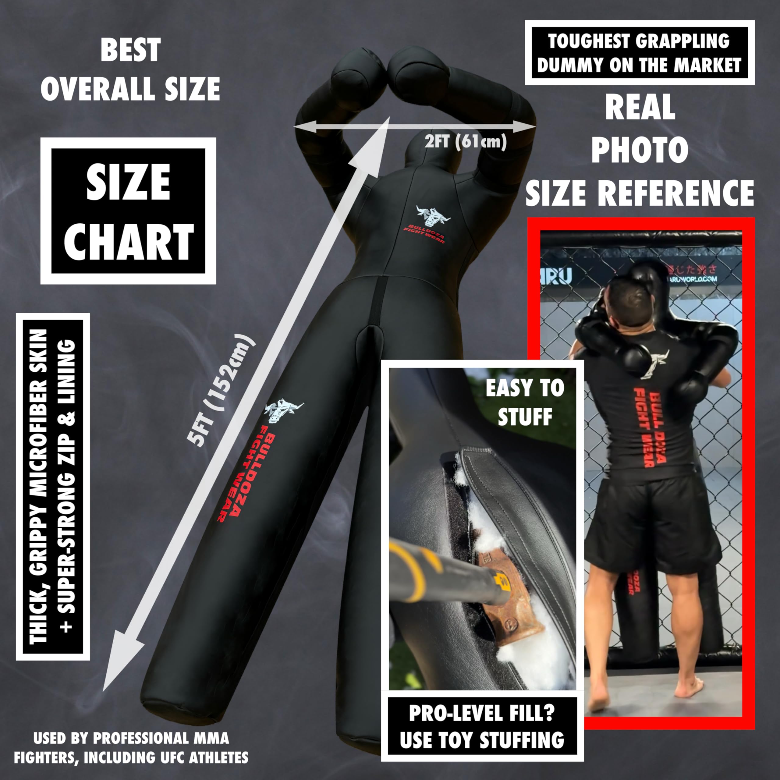 Maniquí de agarre autorellenable 152 cm BJJ Jiu-Jitsu para entrenamiento avanzado de lucha libre y artes marciales mixtas