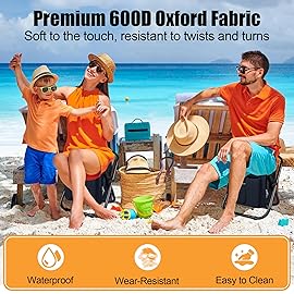 Kikerike Backpack Stool Cooler Chair Heavy Duty 300 LBS Max Load Portable Lightweight Stool Backpack Folding Fishing Cooler Seat for Camping Hunting Fishing - Navy Blue