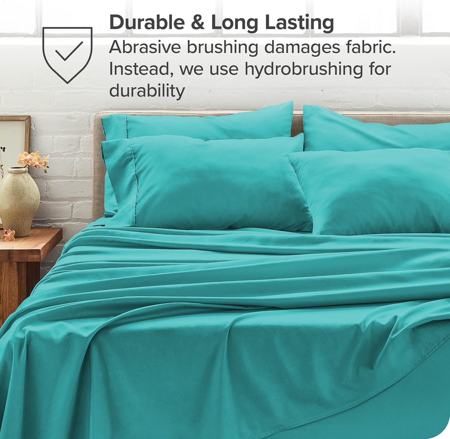 Bare Home Microfiber Bulk Pillow Cases - King Set of 4 - Cooling Pillowcases - Double Brushed - Aqua Pillowcases 4 Pack - Easy Care (King - 4 Pack, Aqua)