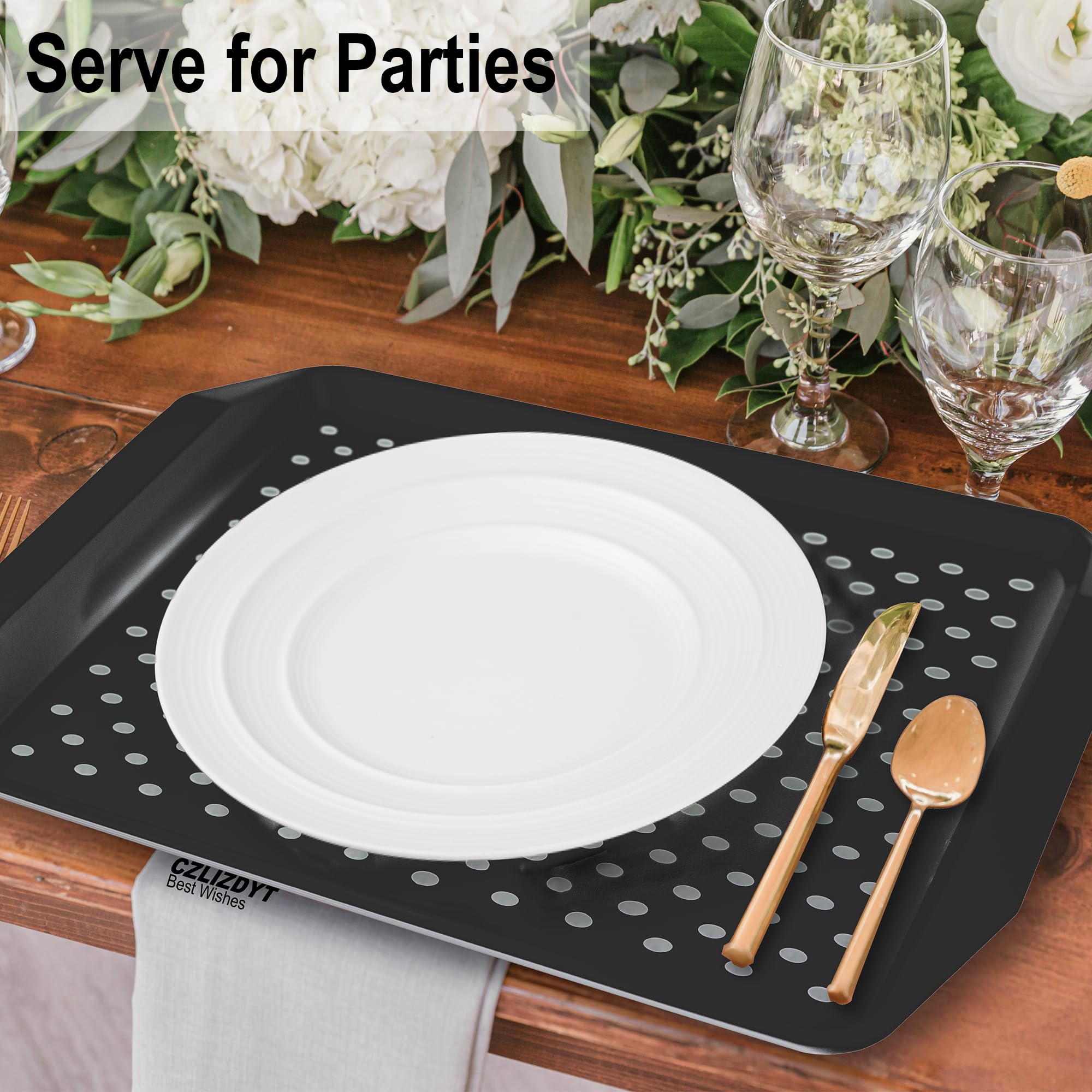 Czlizdyt Bandeja antideslizante para servir con asas, color negro