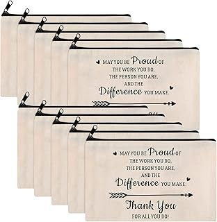 10 Pcs Retirement Appreciation Gifts Teacher Makeup Bag for Women May You Be Proud of The Work You Do Goodbye Farewell for Coworkers Employee Volunteer Inspirational Cosmetic Bag Zipper Pouch