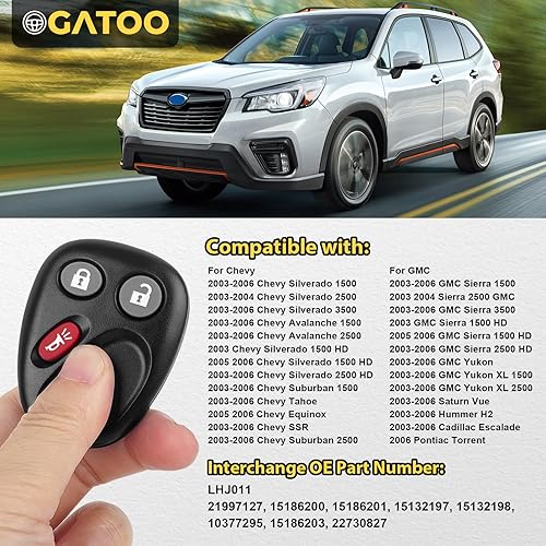 Miniatura 3 de Llavero de repuesto para Chevy Silverado Avalanche Suburban Tahoe SSR GMC Sierra Yukon Saturn Vue Cadillac Escalade Hummer H2 Torrent 2003 2004 2005