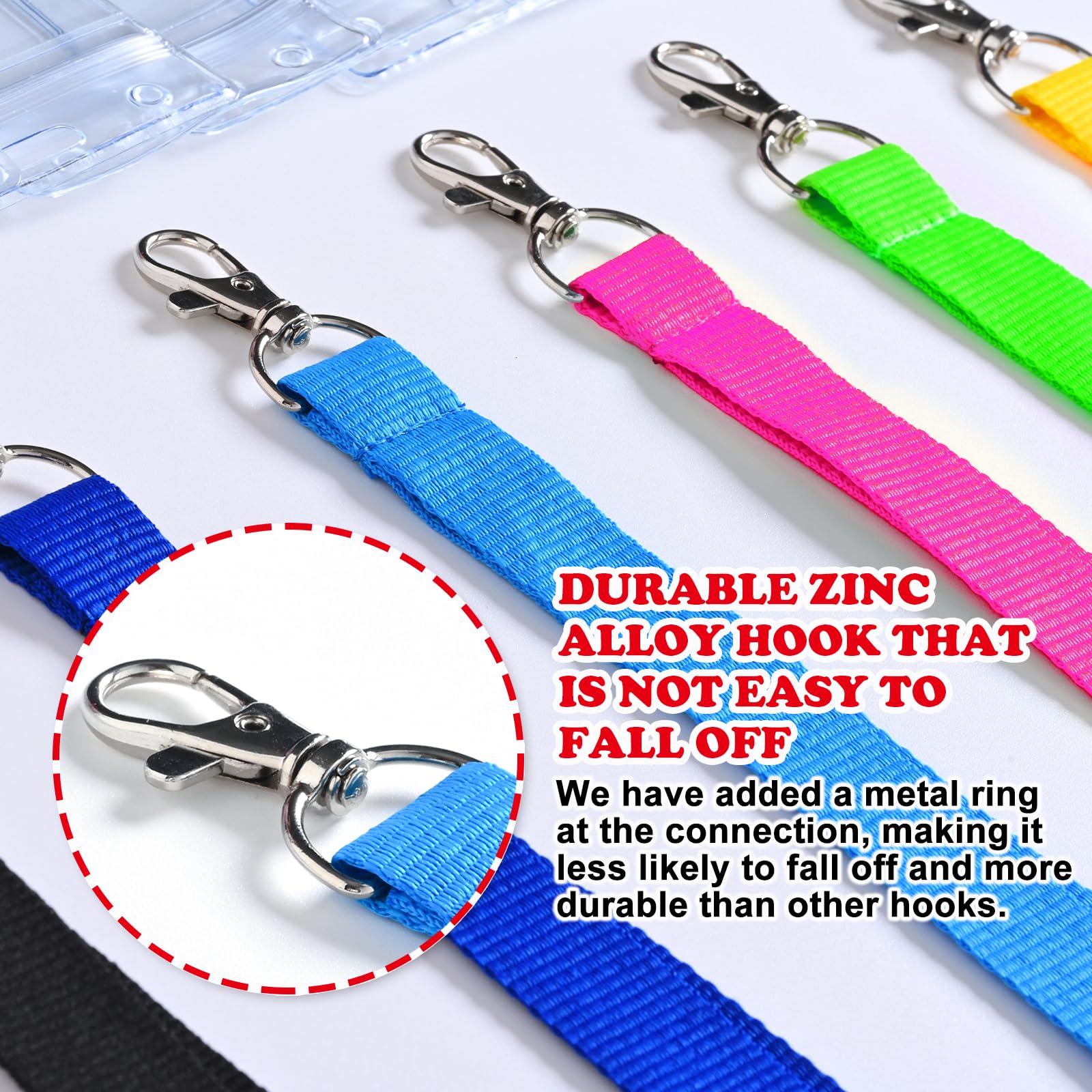 CANWELUX Bright Neon Lanyard With Anti-lost ID Holders, Durable Colorful Neon Lanyard for ID Badges (Multi8C-16P, 16 Pack) - Image 3