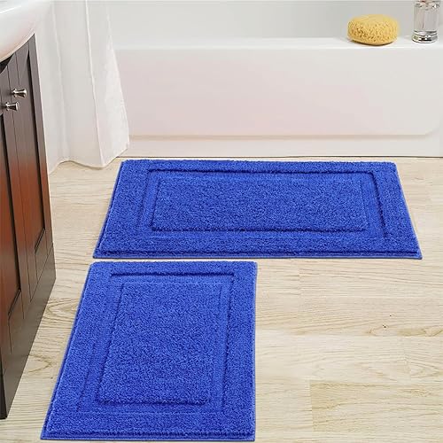 Miniatura 23 de SHACOS Juego de 2 alfombras de baño suaves y esponjosas de color blanco de 16 x 24 + 20 x 32 pulgadas, alfombras de baño antideslizantes y lavables