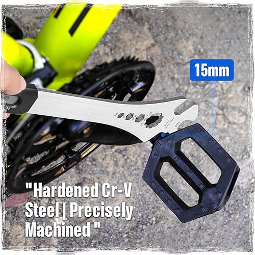 Miniatura 4 de Llave de pedal de bicicleta de 0.591 in  Mango extra largo de 15 pulgadas con agarre antideslizante, herramienta de extracción de pedal de bicicleta