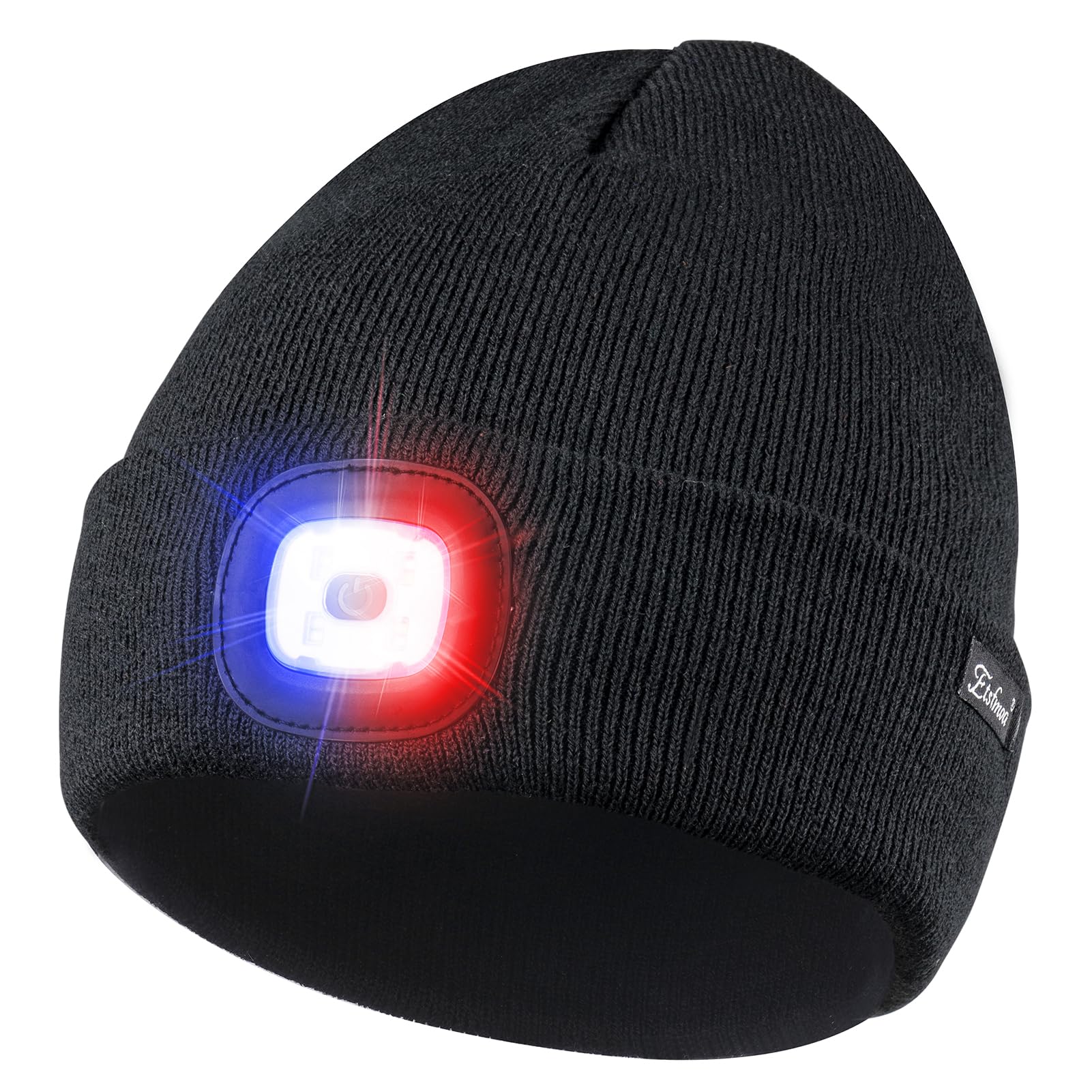 EtsfmoaEtsfmoa Beanie with The Light,USB Rechargeable LED Colored Light Hats,Gifts for Men Women,Warm Knitted Cap, Black, One size