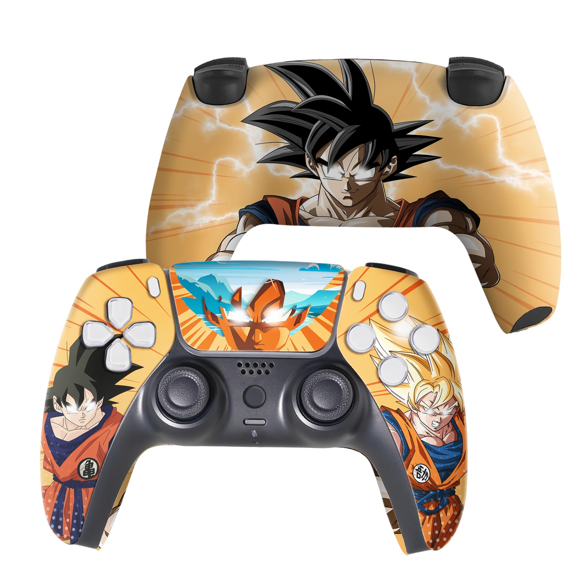 Overpowered Gokku Custom PS-5 Controller Wireless compatible with Play-Station 5 Console by BCB Controllers | Proudly Customized in USA with Permanent HYDRO-DIP Printing (NOT JUST A SKIN) (MODDED)