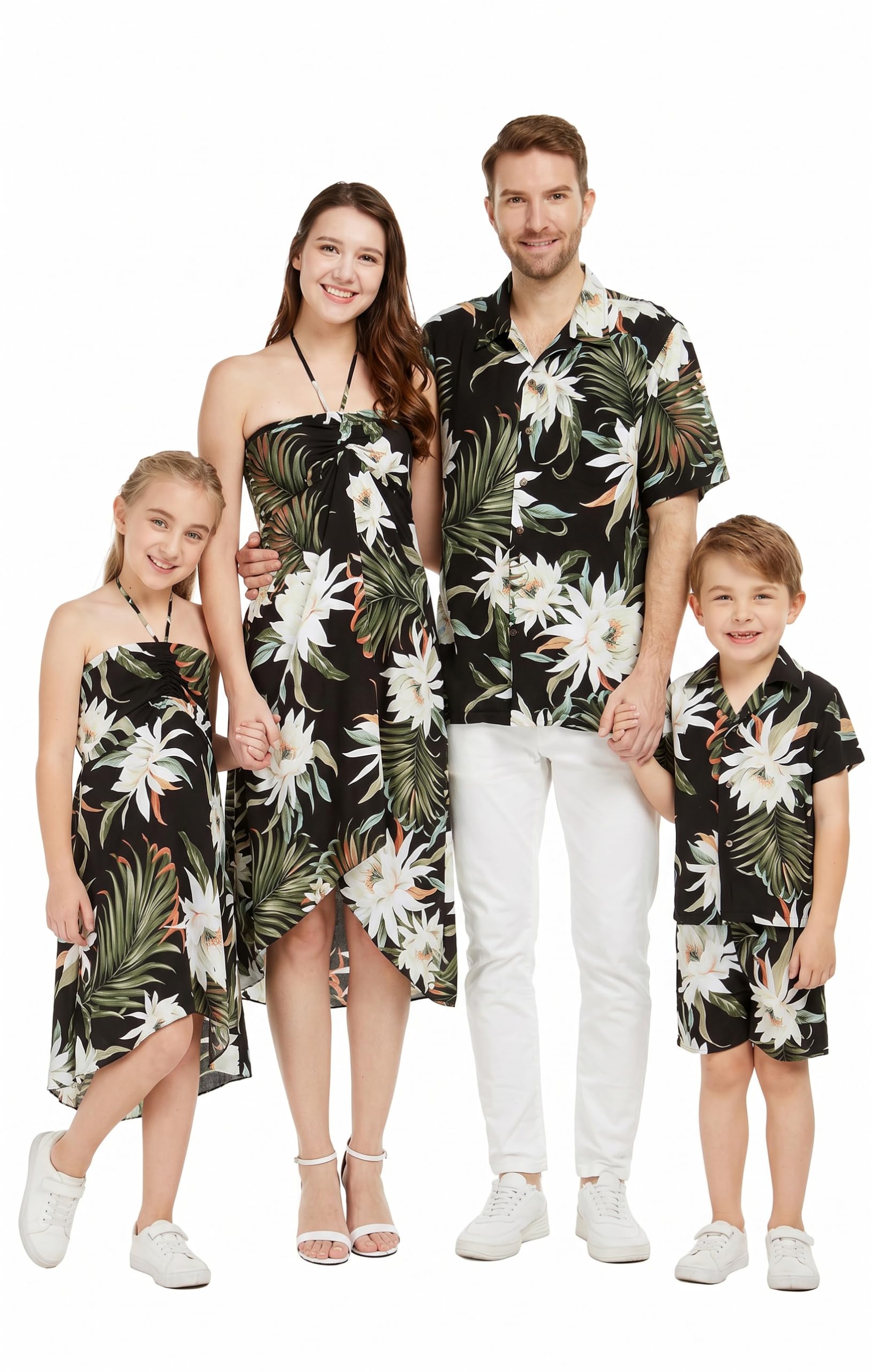 Family Matching Hawaiian Clothes, Wispy Cereus Black