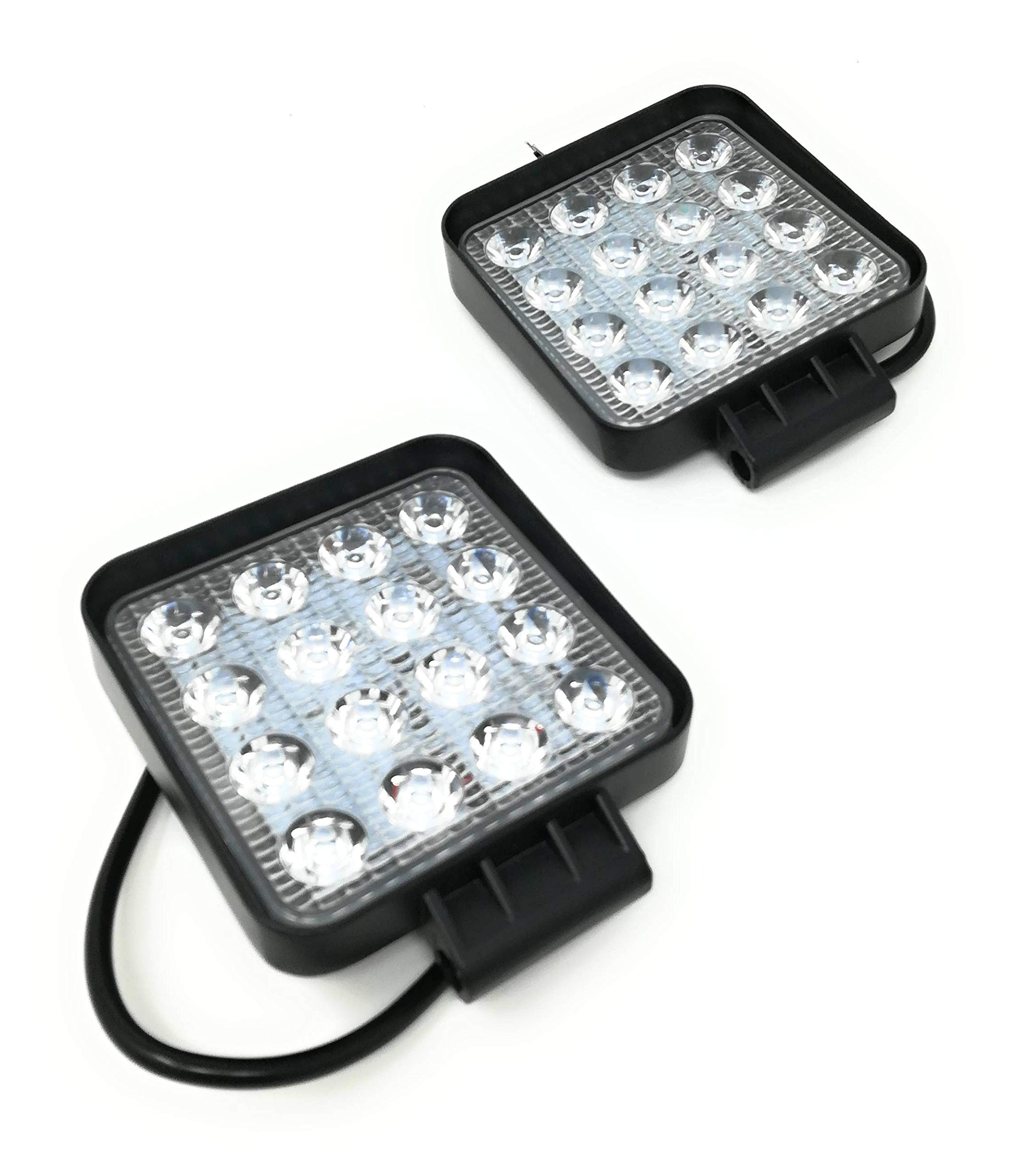 Tempo di Saldi 2 Fari 48W Quadrato, Faretto Led da Lavoro, 16 Led da 3W, di Profondità, Auto, Barca, Multicolore, 2 Pezzi