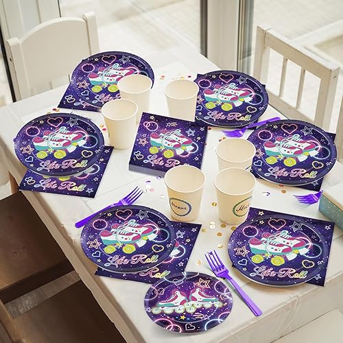 Miniatura 231 de 96 piezas de suministros de fiesta de cumpleaños florales de cumpleaños, platos de papel, servilletas, flores de oro rosa, decoraciones de fiesta