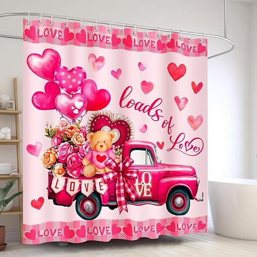 Miniatura 3 de Lutto Cortina de ducha de San Valentín para baño, cortina de ducha para el día de San Valentín, decoración de San Valentín para baño, 72 x 72