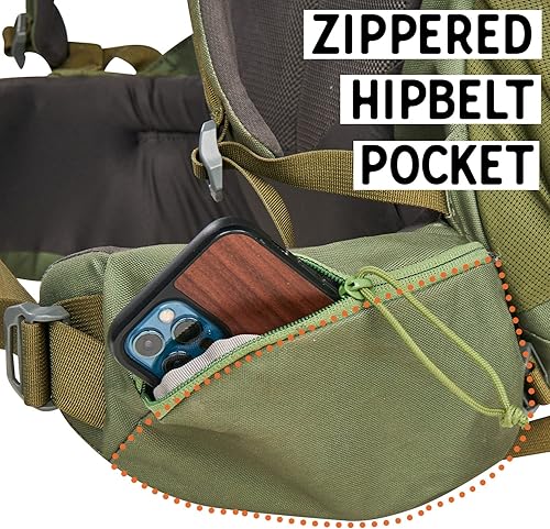 Miniatura 5 de Kelty Asher Pack, capacidad de 35-85 litros, senderismo, mochilero, paquete de viaje, compatible con hidratación, modelo 2022, Musgo de