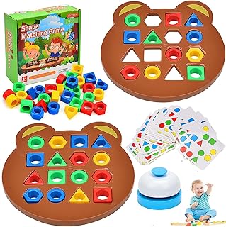 Shape Matching Game Color Sensory Educational Toy, Geometric Shape Matching Puzzle Game, Color Learning Board Game, Montessori Toys Board Game for Kids Boys Girls