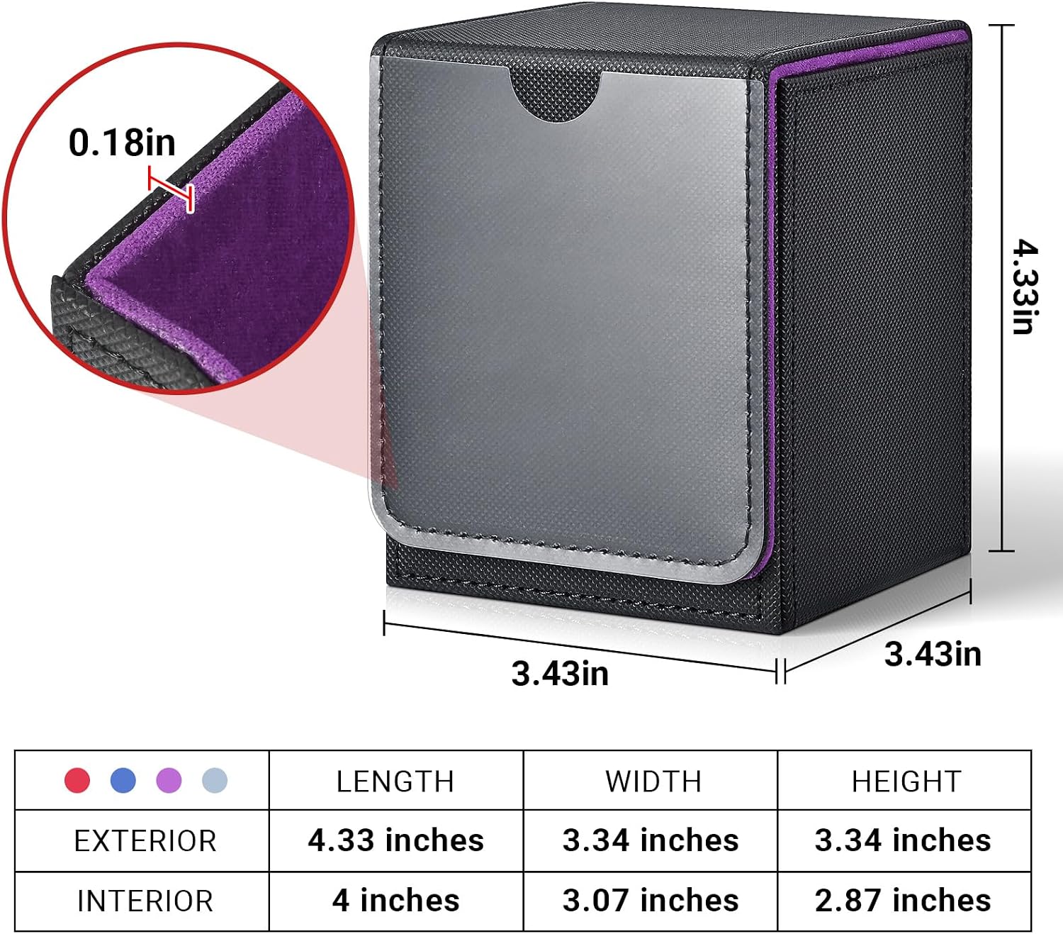 Toploader Deck Box Organizer with Magnet Lid for TCG/MTG, BlackPurple image 3