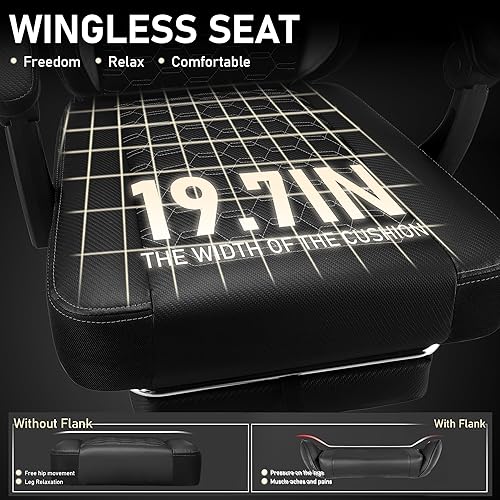 Vista 5 de Silla de juegos con cojín de resorte de bolsillo, silla de computadora de videojuegos con reposapiés para adultos, silla de cuero con respaldo alto