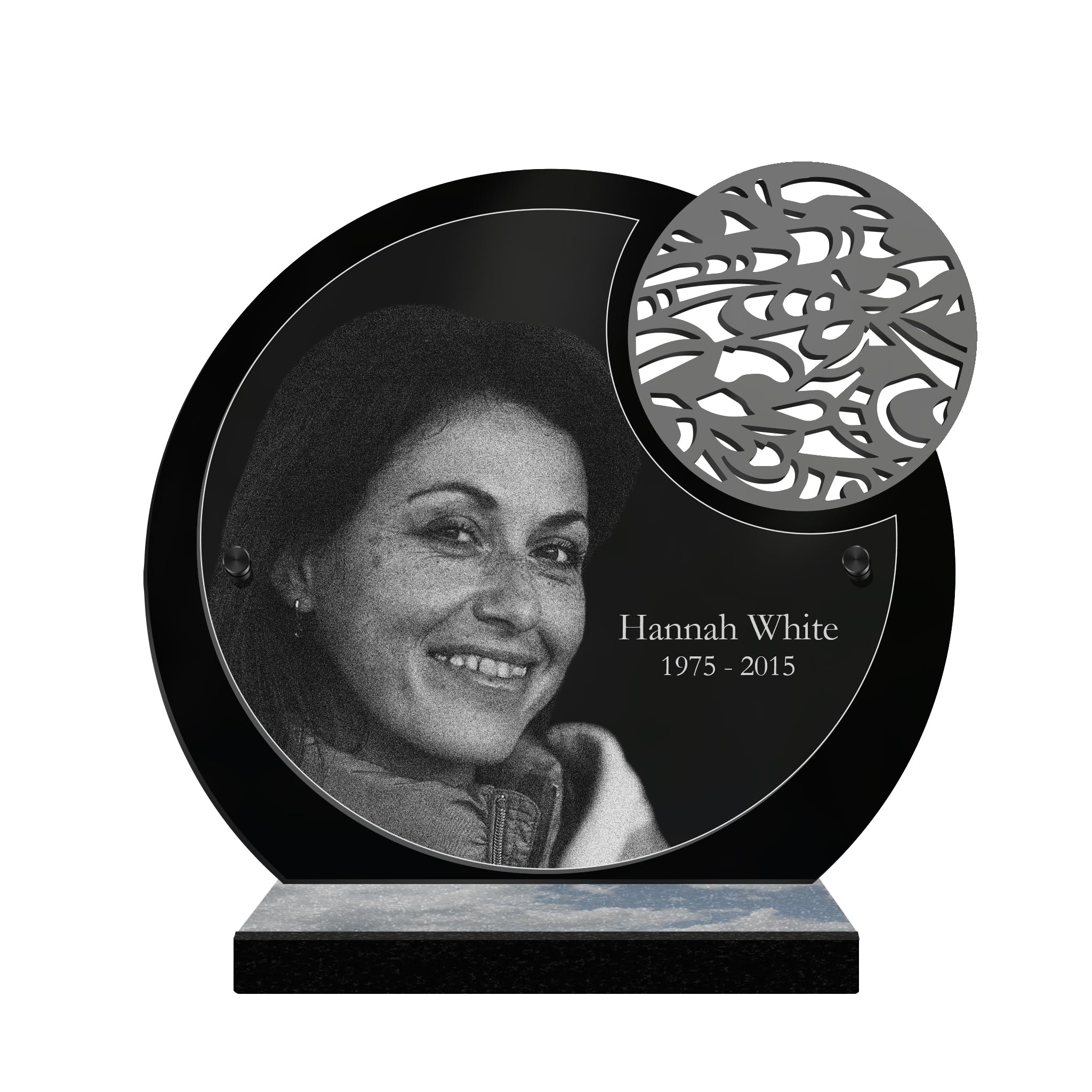 ETERNEL - Personalized Moon Circle Memorial Plaque - Customizable Photo and Text, laser-engraved memorial plaque for tribute, plexiglass, cemetery plaque, tombstone, commemoration, grave