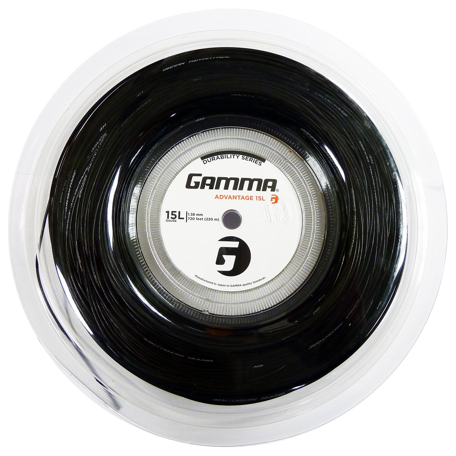 Gamma Advantage 1.38mm Tennis String - 220m Reel, Colors- Black