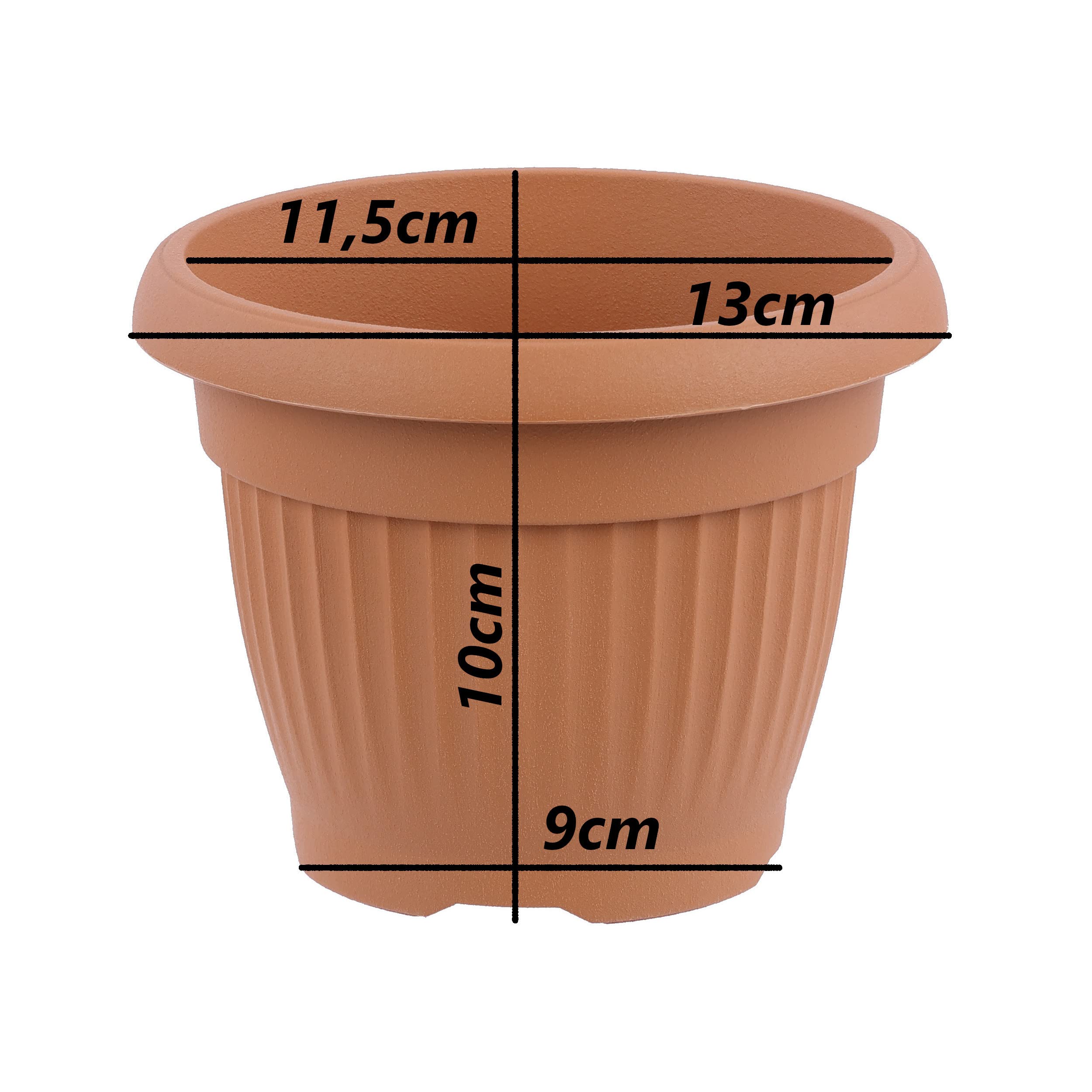 botle Vaso per piante rotondo in plastica, diametro 58 cm, color terracotta, davanzale, terrazza, giardino, veranda, 8 colori, 6 misure