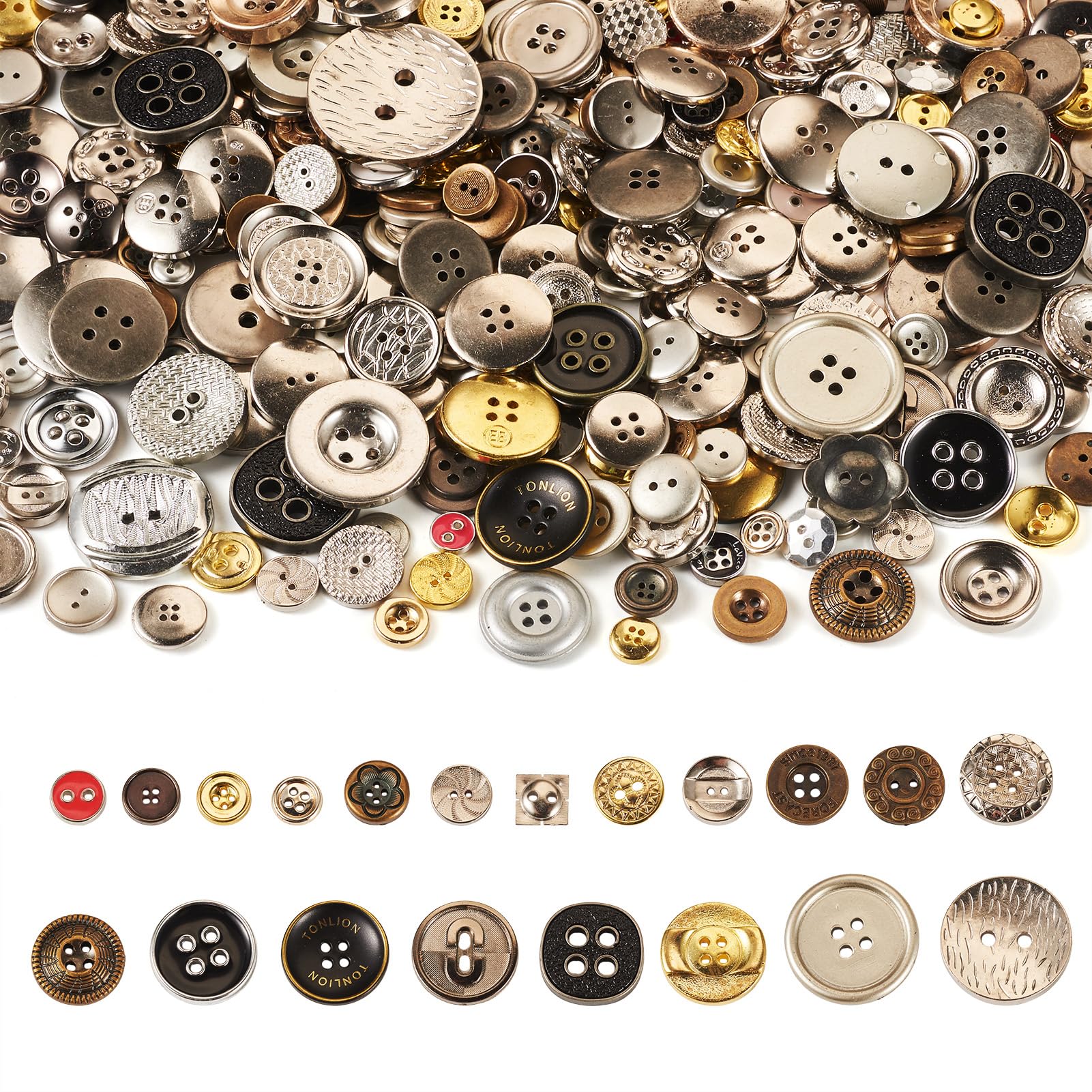 FASHEWELRY Kunstharzknöpfe, 7–25 mm, bunt, 2 Löcher, 4 Löcher, für Heimwerken, Stricken, Häkeln, Basteln, handgefertigt, 400–600 Stück, Hellbraun