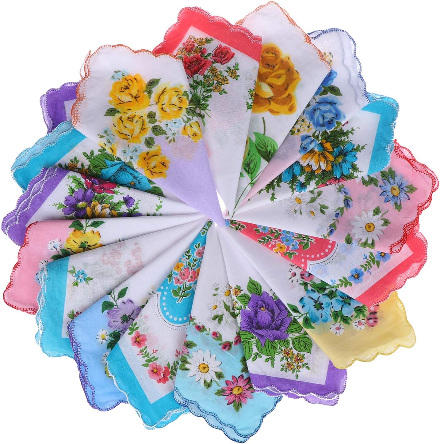 40pcs Women Floral Handkerchiefs Vintage Floral Print Cotton Ladies Handkerchiefs at Amazon Men