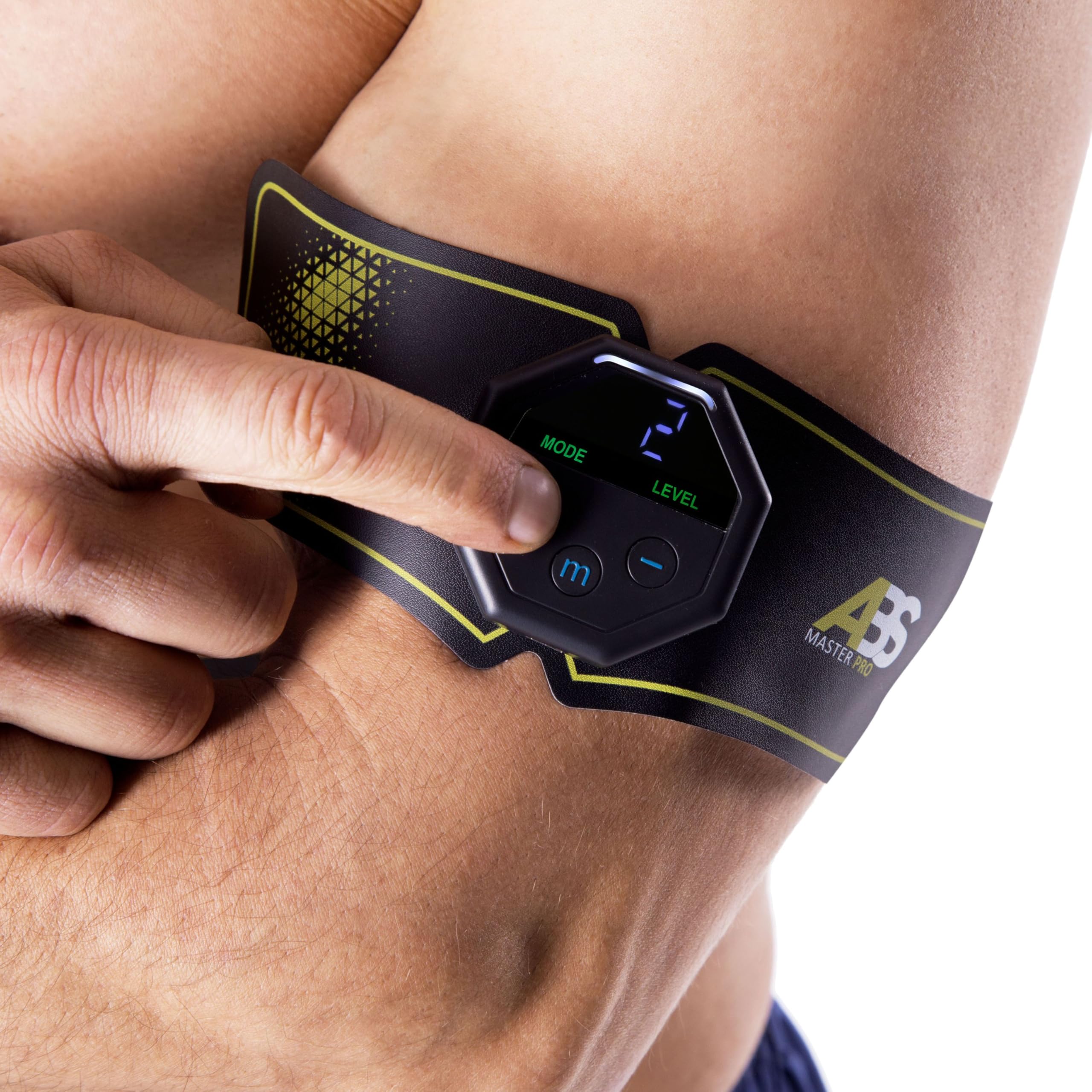 ABS Master Pro Super EMS Bauchmuskeltrainer Set | Elektrischer Muskelstimulator mit 3 Gürteln | 10 Programme & 20 Intensitätsstufen | Muskelaufbau, Regeneration & Massage | Für Damen & Herren