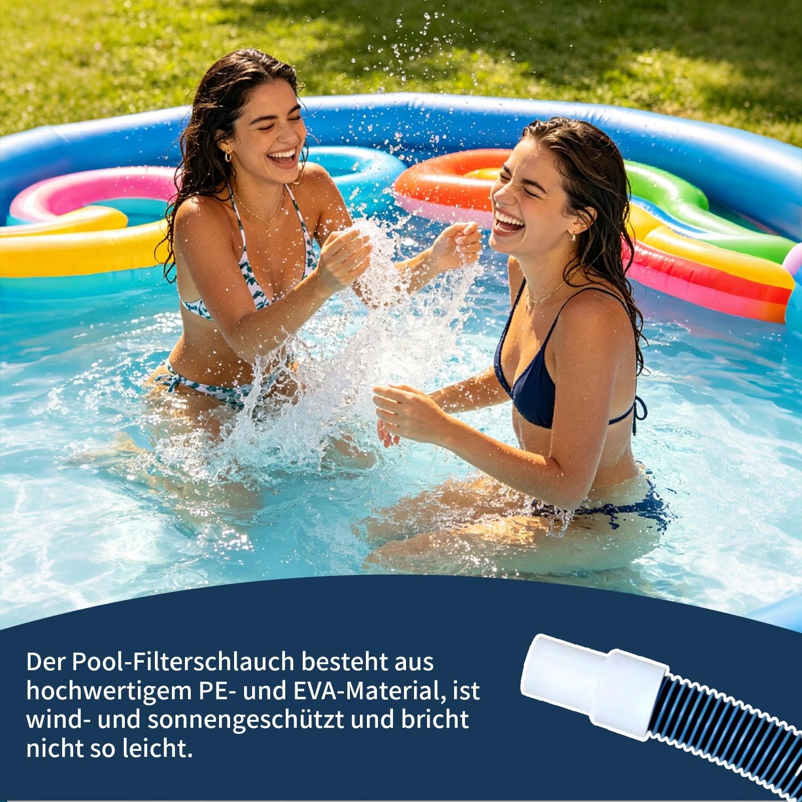 Poolschlauch 32mm für Poolpumpen, 2 Stück 5FT Schlauch für Poolpumpe mit Schlauchadapter Und Sicherungsclips, Für Filterpumpe und Schwimmbad