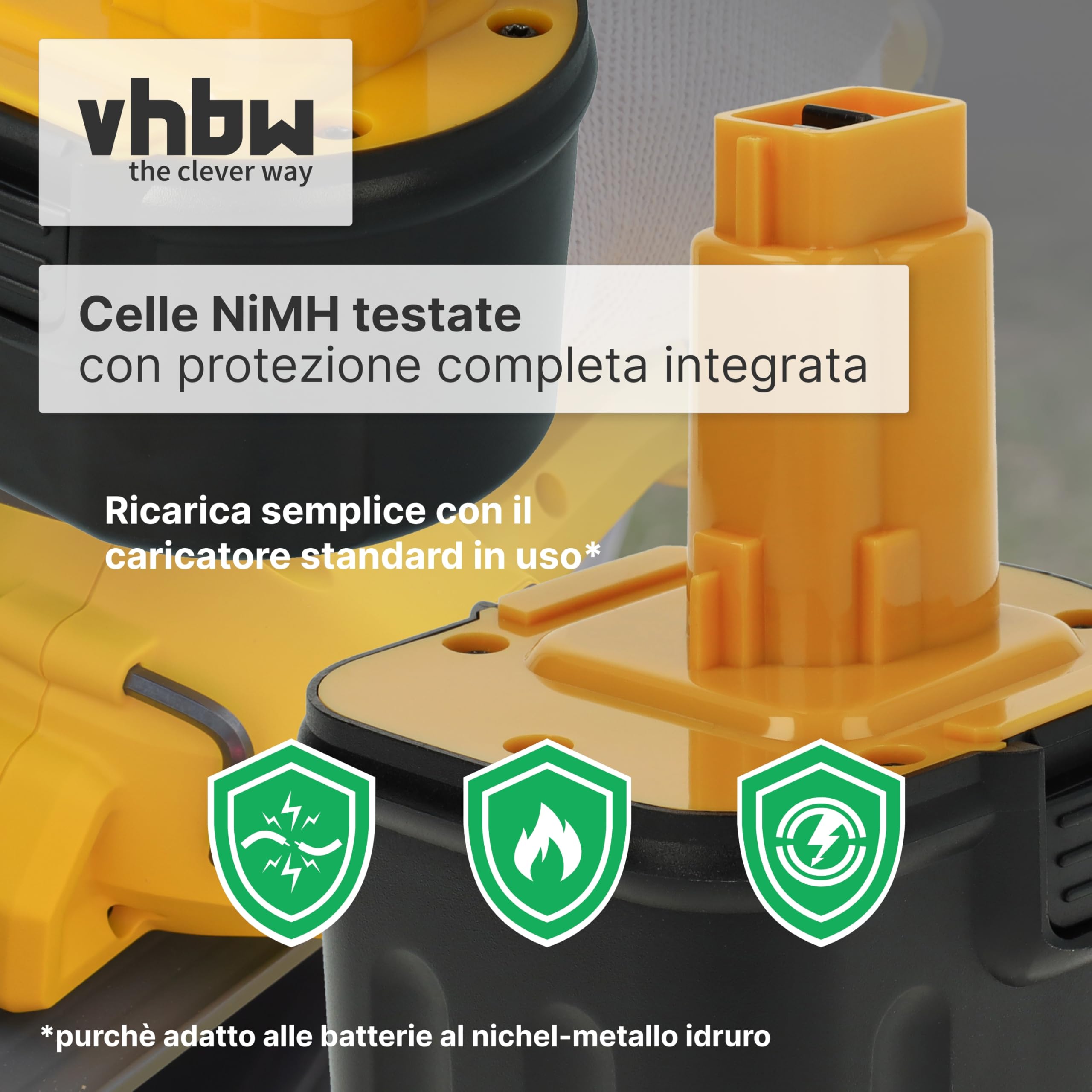 Batteria Di Ricambio Ni-MH 12V 2000mAh | Compatibile Con Black & Decker CD12CB, PS130, A9252 E Molti Altri Modelli