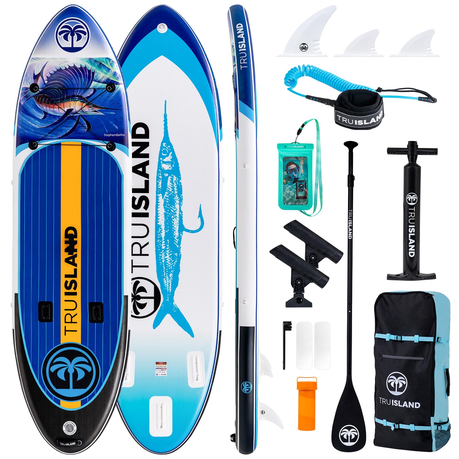 TRUISLAND Inflatable Paddle Board, Stand Up Paddle Board with Backpack, Non-Slip Thickened Deckpad, Waterproof Phone Case, Leash, Paddle, Hand Pump