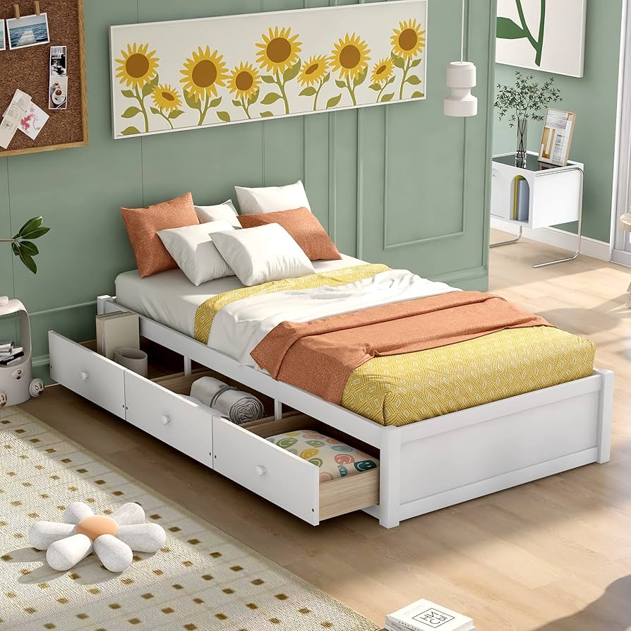 Amazon.com: SOFTSEA Twin Size Bed Frame with 6 Storage
