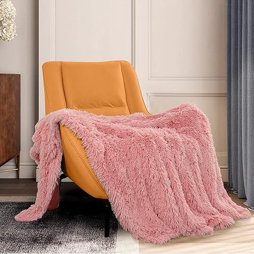 Miniatura 7 de Manta suave de piel sintética, 50 x 60 pulgadas (127 x 152.4 cm), reversible, ligera y esponjosa, acogedora felpa de forro polar, cómoda manta de